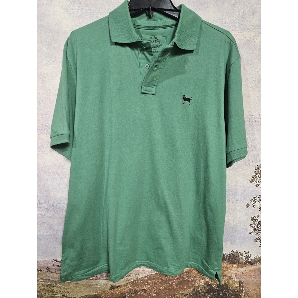 The Black Dog Polo Shirt Mens XL  Green Pique Embroidered Dog Logo - Picture 7 of 10
